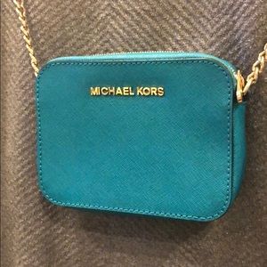Malachite Green saffiano mini crossbody